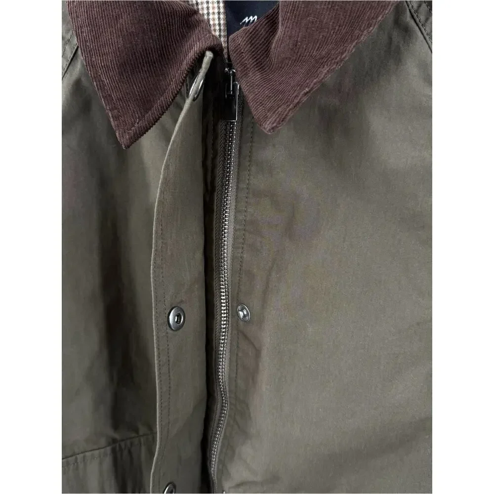 Madewell Waxed Zip-Front Jacket in trench green Size L